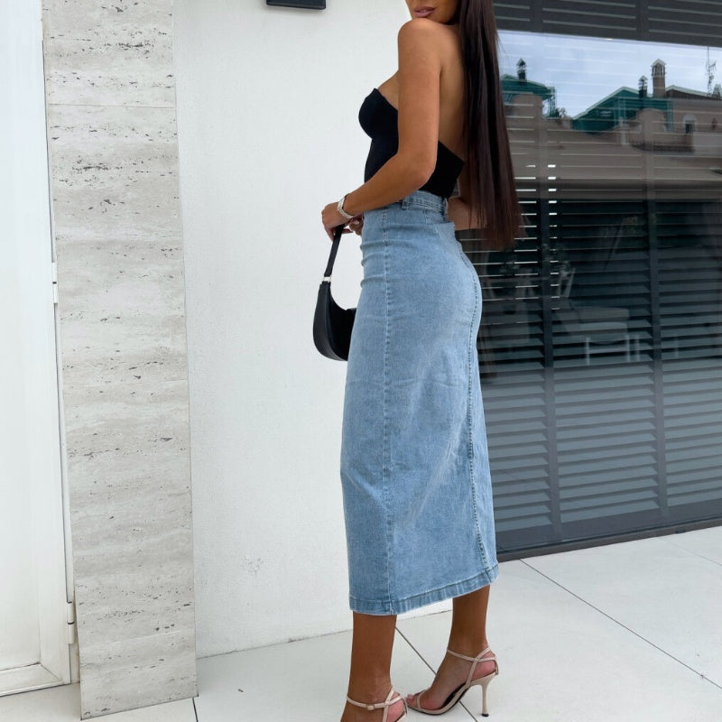 Elegante gonna da bodycon di chiusura del pulsante