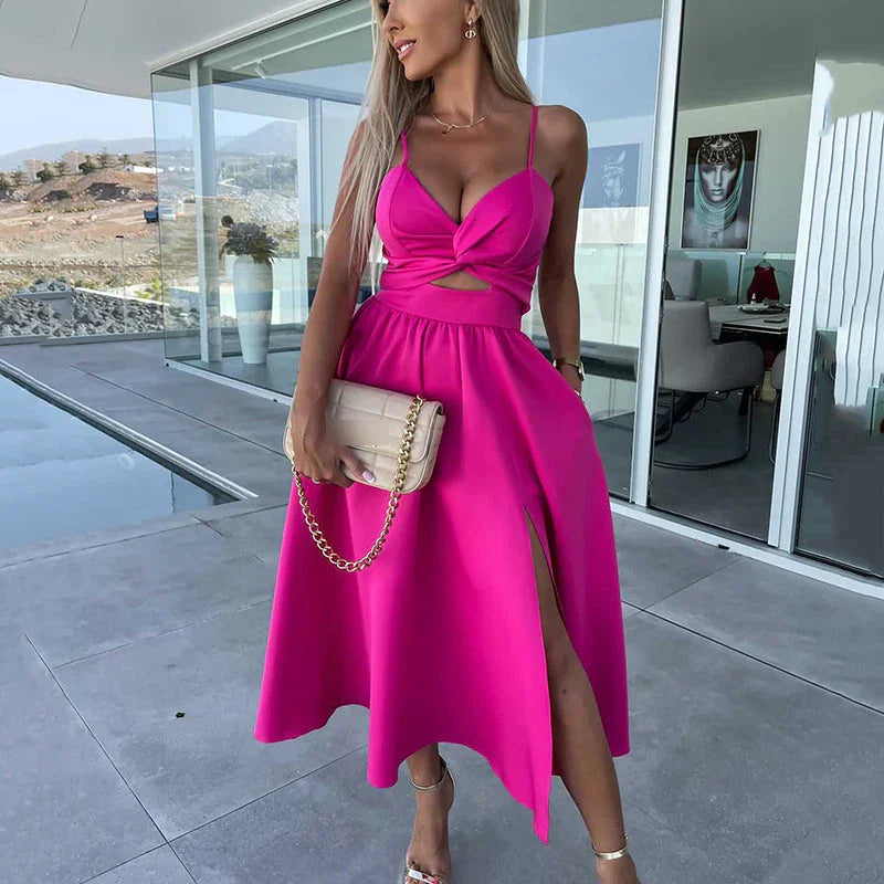 👗Summer New💕Women’s Spaghetti Straps High Slit Dress | Adjustable Spaghetti Straps | Side Thigh Split