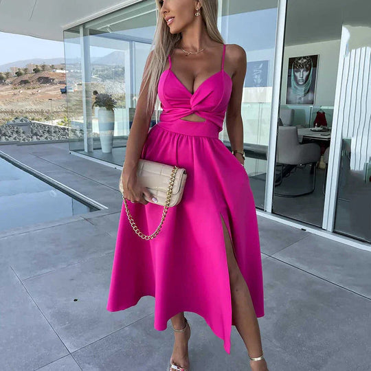 👗Summer New💕Women’s Spaghetti Straps High Slit Dress | Adjustable Spaghetti Straps | Side Thigh Split