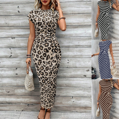 Gestreiftes Kleid mit Bindegürtel für Frauen