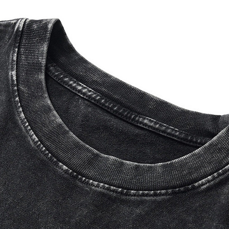 Lockeres einfarbiges Kurzarm-Oberteil im Vintage-Stil