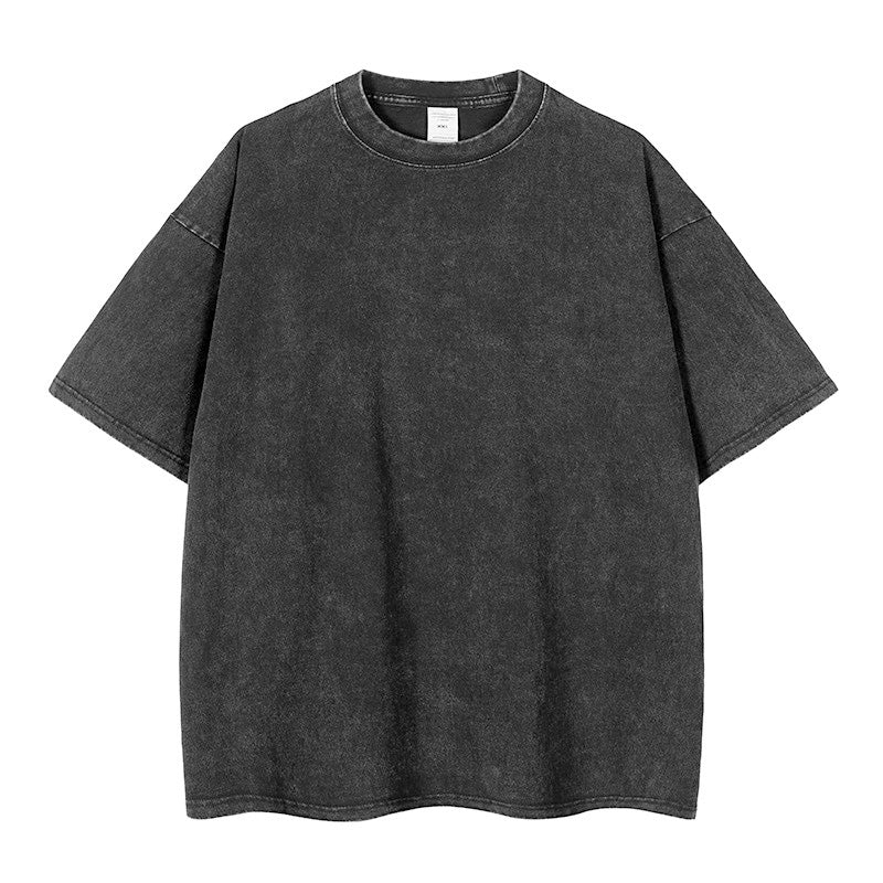 Lockeres einfarbiges Kurzarm-Oberteil im Vintage-Stil