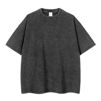 Lockeres einfarbiges Kurzarm-Oberteil im Vintage-Stil