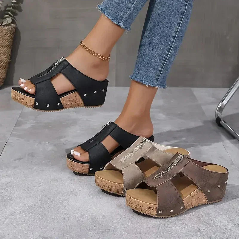 ✨ 48 % alennus! Kesän must-have: Nastoitettu string-kiilakorkoinen sandaali – muodikkaat &amp;  mukava! 👡🔥