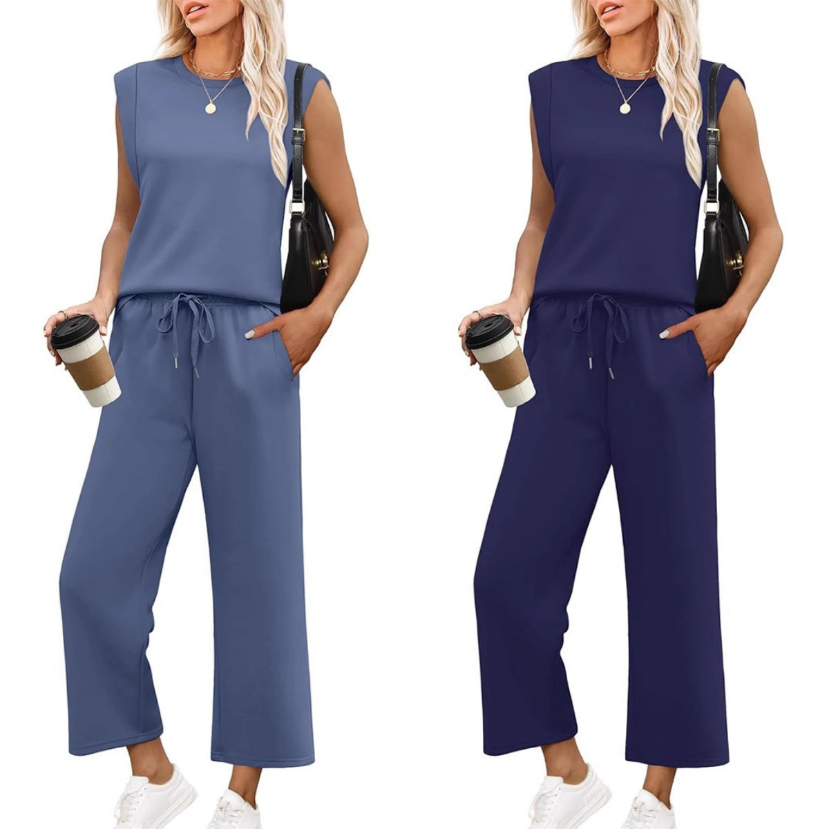🌺2026 Neu eingetroffen - 50% OFF🌺Damen Casual Cap Ärmel Top Weite Hosen Set