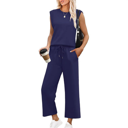 🌺2026 Neu eingetroffen - 50% OFF🌺Damen Casual Cap Ärmel Top Weite Hosen Set