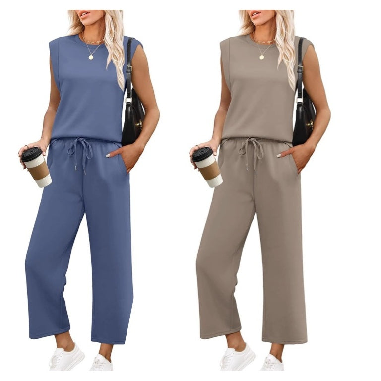 🌺2026 Neu eingetroffen - 50% OFF🌺Damen Casual Cap Ärmel Top Weite Hosen Set