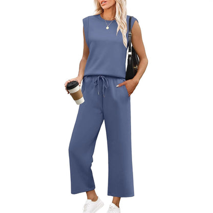 🌺2026 Neu eingetroffen - 50% OFF🌺Damen Casual Cap Ärmel Top Weite Hosen Set