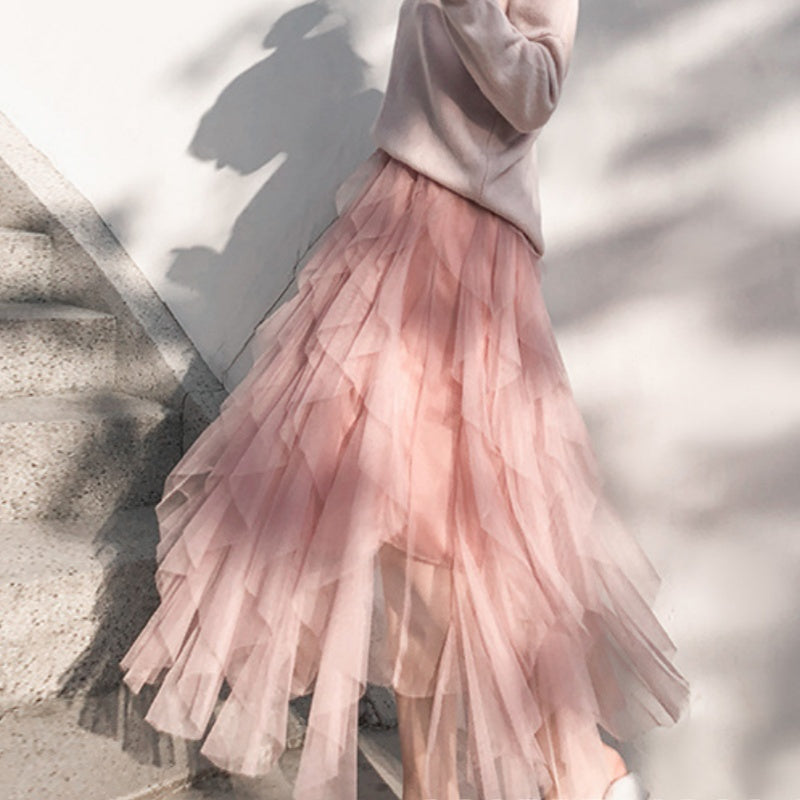 🌸HEISSER VERKAUF 55% RABATT🌸Eleganter, unregelmäßig geschichteter, langer Rock mit Rüschen