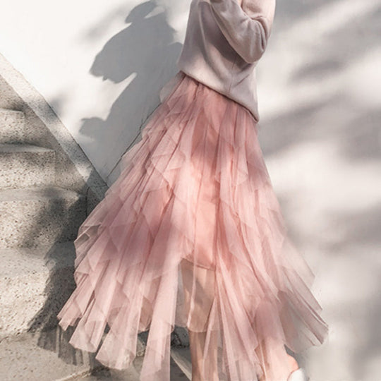 🌸HEISSER VERKAUF 55% RABATT🌸Eleganter, unregelmäßig geschichteter, langer Rock mit Rüschen