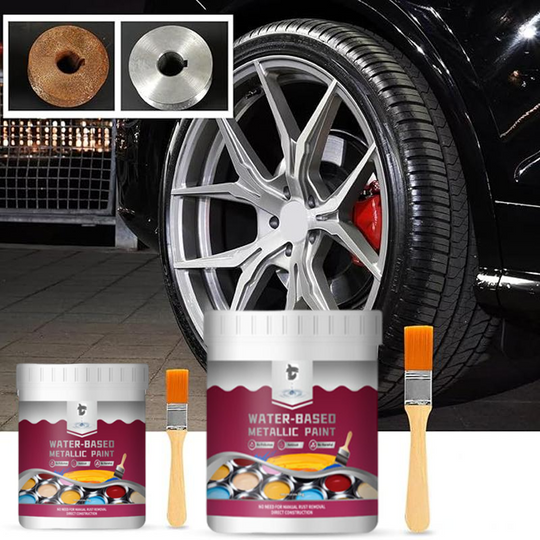 LIMITED TIME 50% OFF⚡Rust Converter Metallic Paint – One coat stops rust, no sanding, no fumes. Dries to a sleek metal finish. Perfect for garden tools &amp; gates. 🔨🛡️