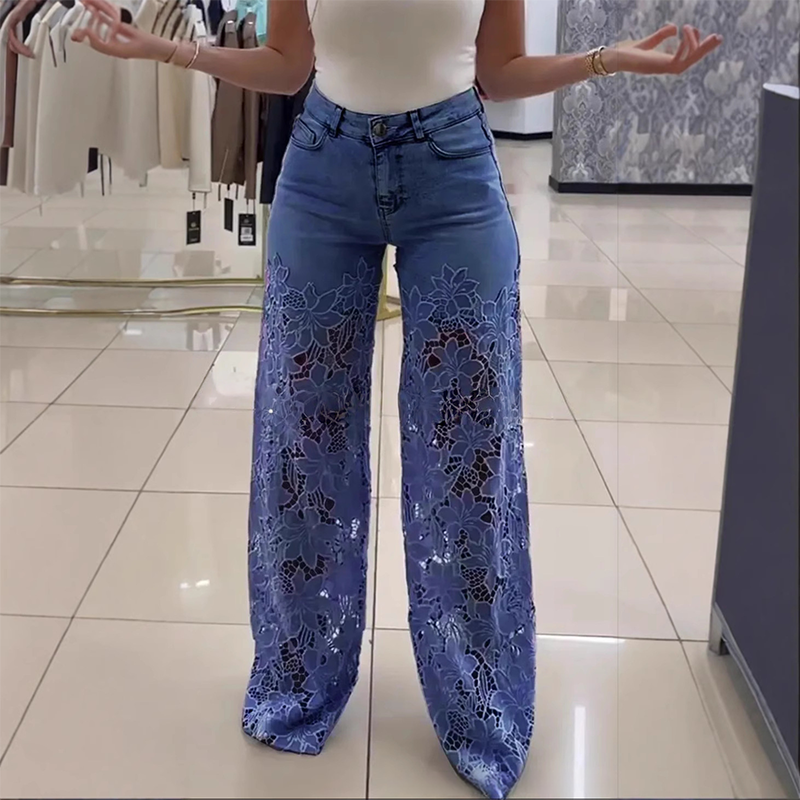 👖🌸 Gespleißte Spitzen-Jeans: Nachhaltiger Komfort &amp; eleganter Style für den Sommer! 👗💃 50% Rabatt – Jetzt zugreifen!