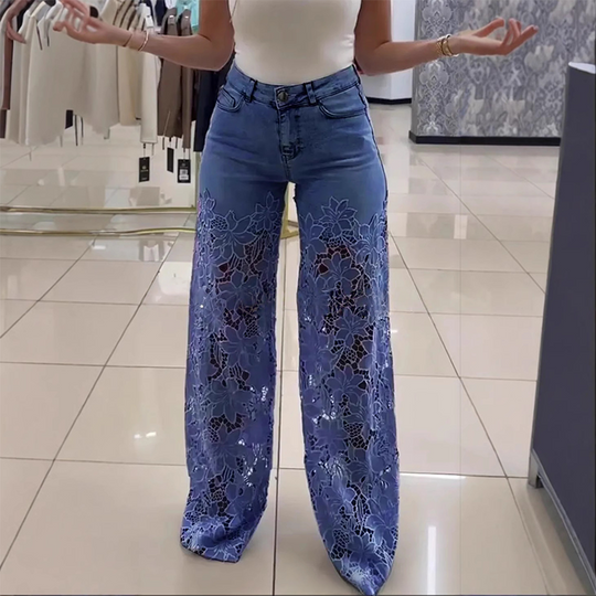👖🌸 Gespleißte Spitzen-Jeans: Nachhaltiger Komfort &amp; eleganter Style für den Sommer! 👗💃 50% Rabatt – Jetzt zugreifen!