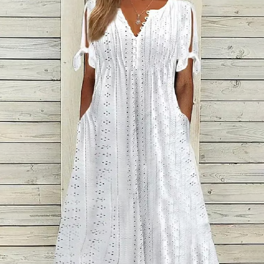 ⏰Last Day Sale 50% Discount💃💐Elegant dress with V-neck and hollow neckline for women