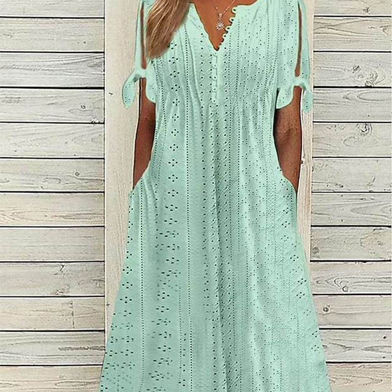 ⏰Last Day Sale 50% Discount💃💐Elegant dress with V-neck and hollow neckline for women