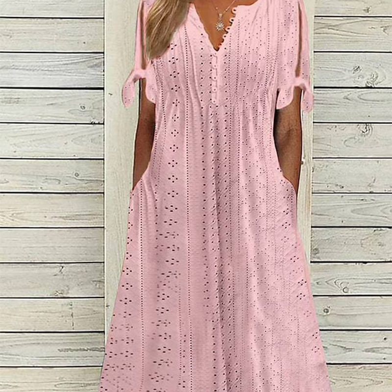 ⏰Last Day Sale 50% Discount💃💐Elegant dress with V-neck and hollow neckline for women