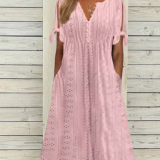 ⏰Last Day Sale 50% Discount💃💐Elegant dress with V-neck and hollow neckline for women