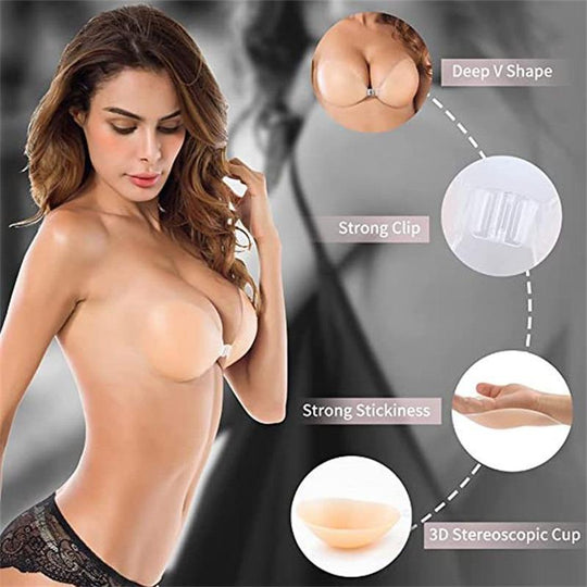 ✨Buy 2 Get 1 Free | Front Closure Adhesive Invisible Push-Up Bra (2 Pairs)