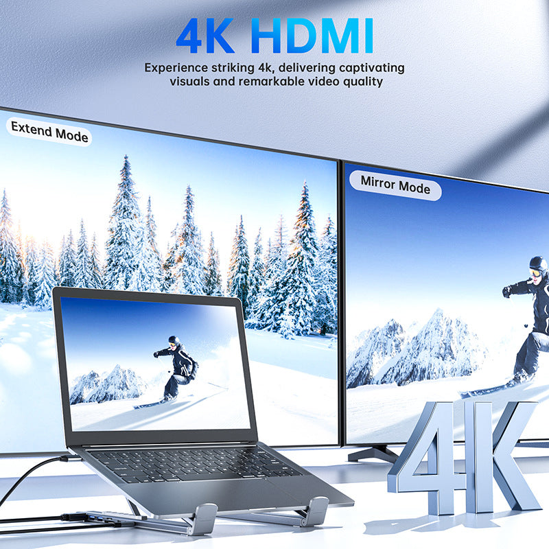 💻 💥60% RABATT! ⚡ 2-in-1 USB-C Dockingstation &amp; Laptopständer – 8 Ports, 4K HDMI &amp; Höhenverstellbar für Mehr Produktivität 🖥️