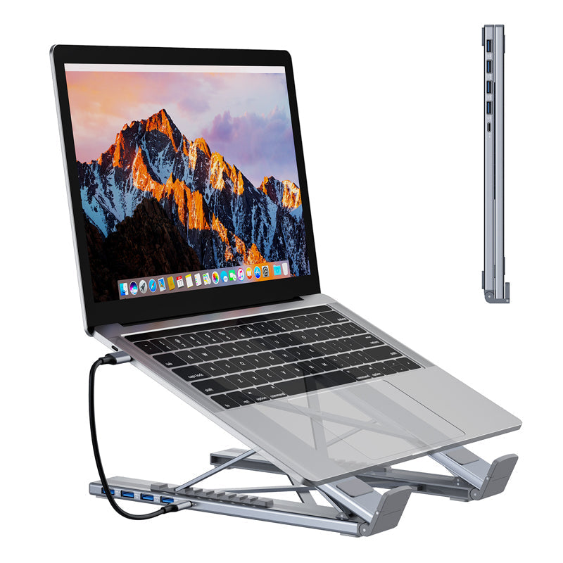 💻 💥60% RABATT! ⚡ 2-in-1 USB-C Dockingstation &amp; Laptopständer – 8 Ports, 4K HDMI &amp; Höhenverstellbar für Mehr Produktivität 🖥️