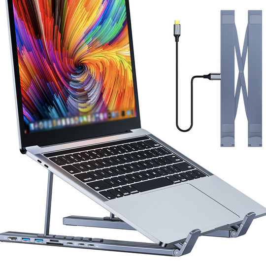 💻 💥60% RABATT! ⚡ 2-in-1 USB-C Dockingstation &amp; Laptopständer – 8 Ports, 4K HDMI &amp; Höhenverstellbar für Mehr Produktivität 🖥️