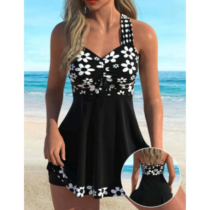 Damen-Tankini-Badeanzüge mit Blumenmuster und Boyshorts