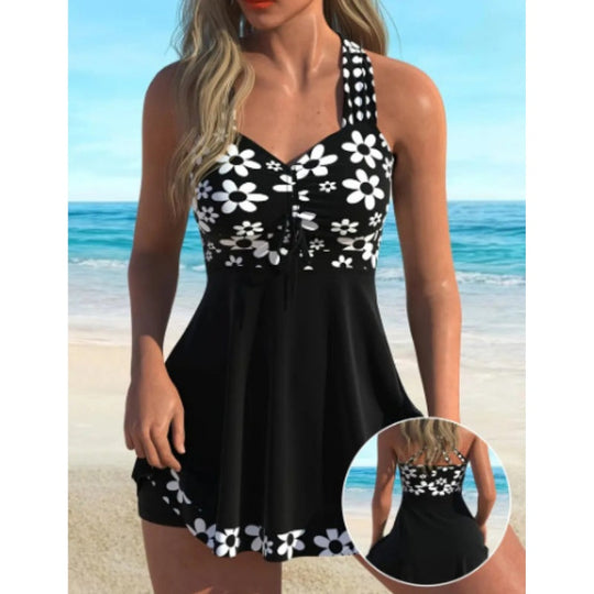 Damen-Tankini-Badeanzüge mit Blumenmuster und Boyshorts