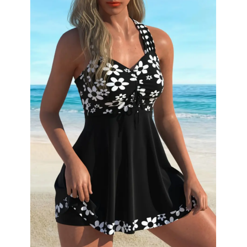 Damen-Tankini-Badeanzüge mit Blumenmuster und Boyshorts