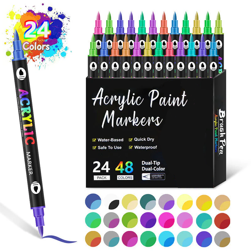 🔥 50 % RABATT! 🌈🖌️ Acrylstift-Marker mit zwei Spitzen – Farbenfroh & vielseitig ✨🎨
