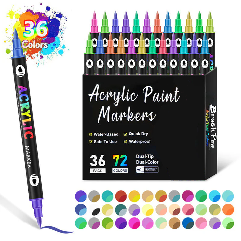🔥 50 % RABATT! 🌈🖌️ Acrylstift-Marker mit zwei Spitzen – Farbenfroh &amp; vielseitig ✨🎨