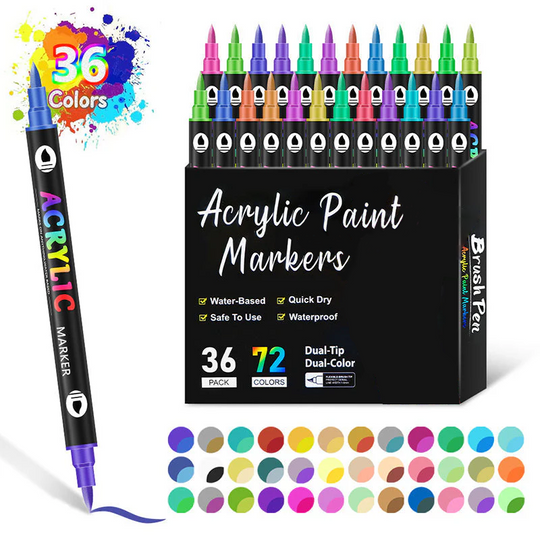 🔥 50 % RABATT! 🌈🖌️ Acrylstift-Marker mit zwei Spitzen – Farbenfroh &amp; vielseitig ✨🎨