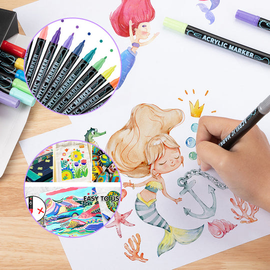 🔥 50 % RABATT! 🌈🖌️ Acrylstift-Marker mit zwei Spitzen – Farbenfroh &amp; vielseitig ✨🎨