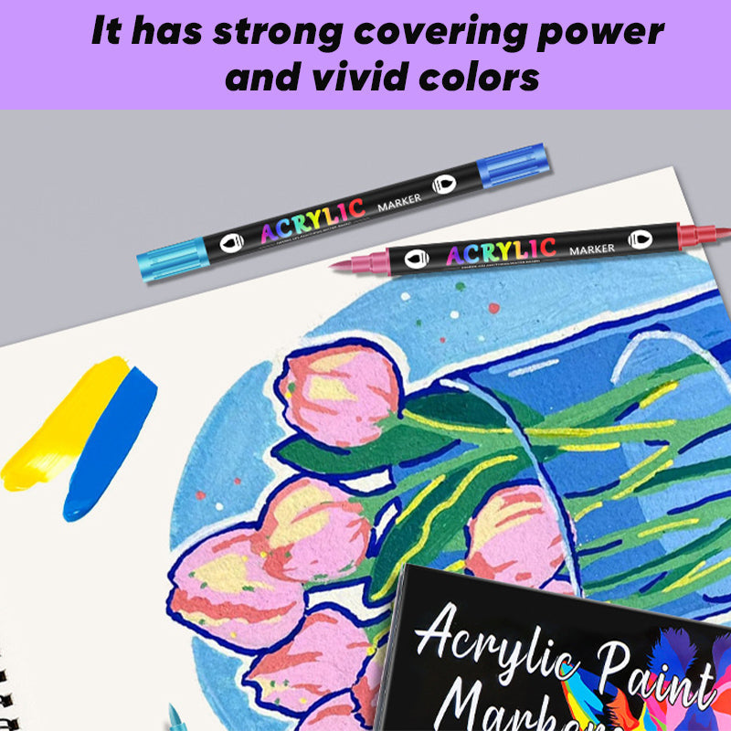 🔥 50 % RABATT! 🌈🖌️ Acrylstift-Marker mit zwei Spitzen – Farbenfroh &amp; vielseitig ✨🎨