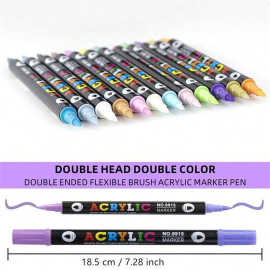 🔥 50 % RABATT! 🌈🖌️ Acrylstift-Marker mit zwei Spitzen – Farbenfroh &amp; vielseitig ✨🎨