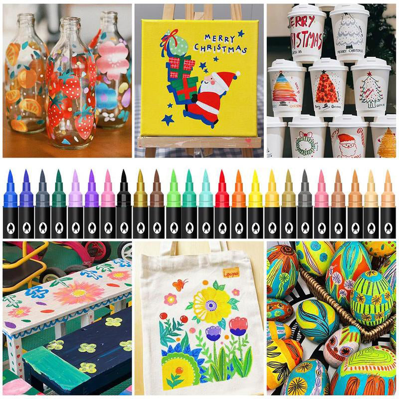 🔥 50 % RABATT! 🌈🖌️ Acrylstift-Marker mit zwei Spitzen – Farbenfroh &amp; vielseitig ✨🎨