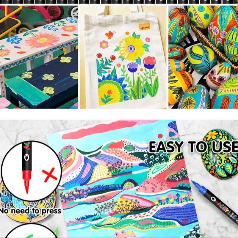 🔥 50 % RABATT! 🌈🖌️ Acrylstift-Marker mit zwei Spitzen – Farbenfroh &amp; vielseitig ✨🎨
