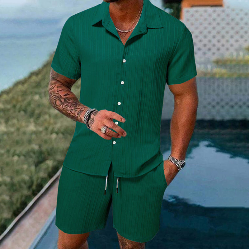 Herren Freizeit Set – Kurzarm Hemd &amp; Shorts, Locker und Bequem für Strand und Freizeit👕👖