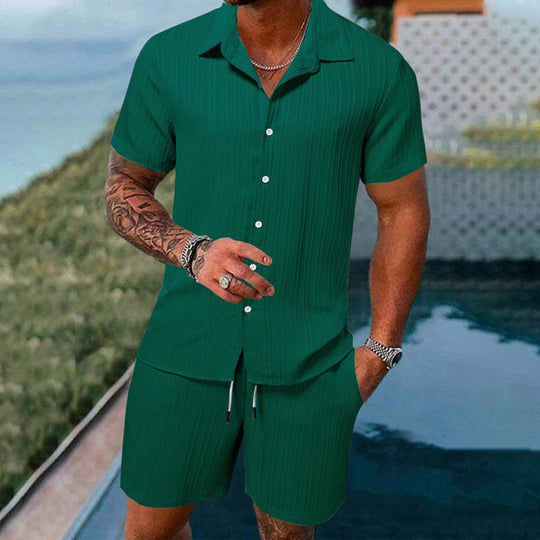 Herren Freizeit Set – Kurzarm Hemd &amp; Shorts, Locker und Bequem für Strand und Freizeit👕👖
