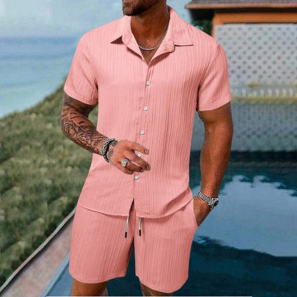 Herren Freizeit Set – Kurzarm Hemd & Shorts, Locker und Bequem für Strand und Freizeit👕👖