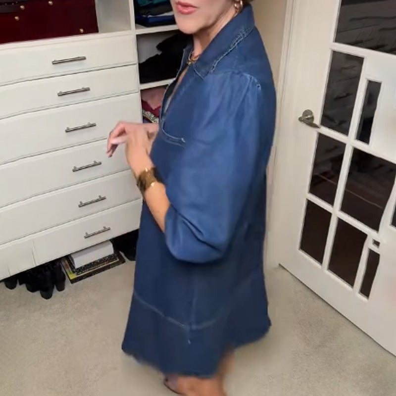 Gúna denim ócáideach do mhná