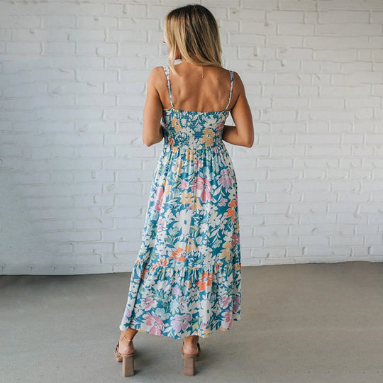 Fließendes Kleid mit Blumendruck und Trägern für Damen