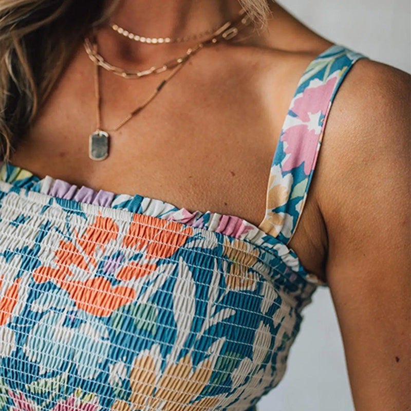 Fließendes Kleid mit Blumendruck und Trägern für Damen