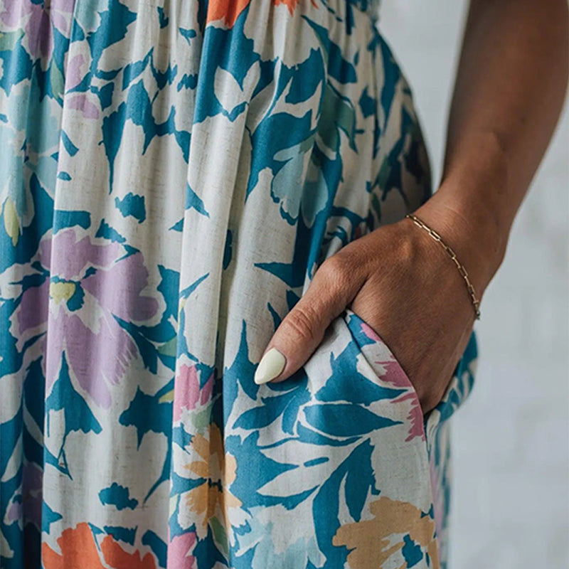 Fließendes Kleid mit Blumendruck und Trägern für Damen