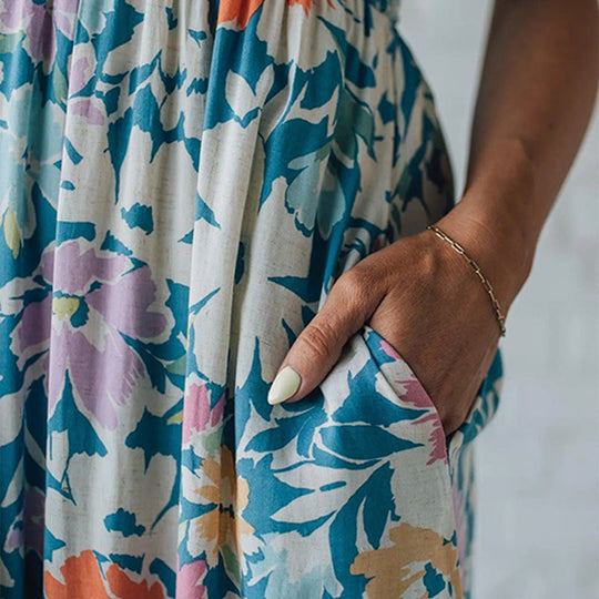 Fließendes Kleid mit Blumendruck und Trägern für Damen