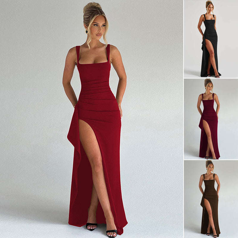 💎49% Rabatt 👗Ärmelloses Bodycon-Kleid mit Karree-Ausschnitt und hohem Seitenschlitz✨