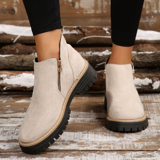 🥾 Ein Must-have für Herbst und Winter – stylische und bequeme Damenschuhe mit runder Spitze und Reißverschluss 🌟👢