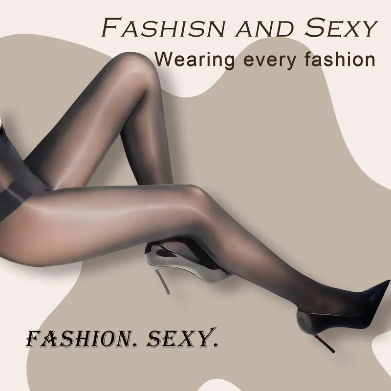 🏆 BUY 1 GET 1 FREE! 🔥 Transparent High-Waisted Shiny Sheer Tights for Women - Sheer &amp; Comfortable 👑✨