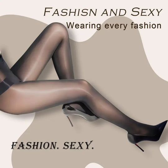 🏆 BUY 1 GET 1 FREE! 🔥 Transparent High-Waisted Shiny Sheer Tights for Women - Sheer &amp; Comfortable 👑✨
