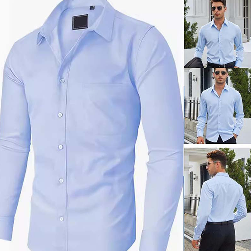 ⌛ Nur noch 3 Tage – 50 % auf alles! ⏰Klassisches Herrenhemd zum Unterziehen – Langarm, Uni-Farbe, Bequem &amp; Zeitlos👔