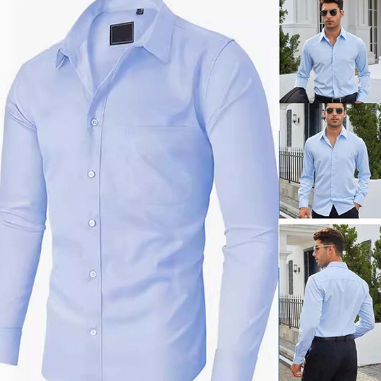 ⌛ Nur noch 3 Tage – 50 % auf alles! ⏰Klassisches Herrenhemd zum Unterziehen – Langarm, Uni-Farbe, Bequem &amp; Zeitlos👔